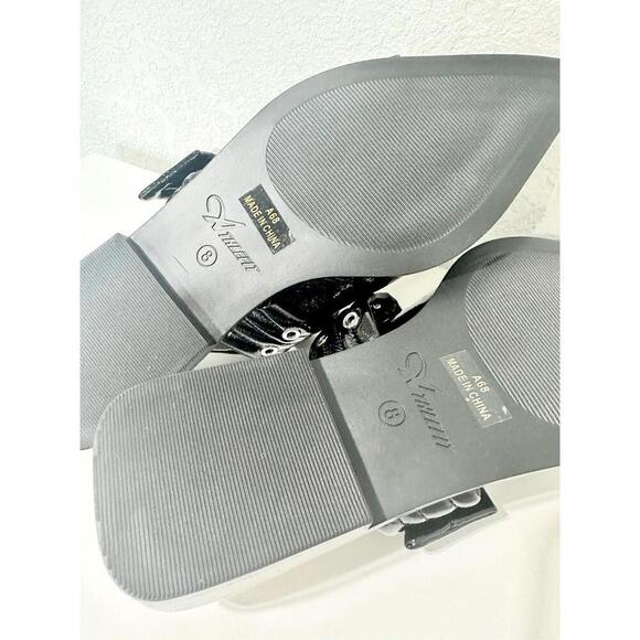 Women Chic Pointed Toe Flat Shoes Double Buckle Slingback Street Walking Size 8 - Picture 5 of 9